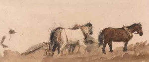 Plough Horses by Peter Dewint Oil Painting