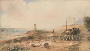 Shipbuilding on the Yorkshire Coast by Peter Dewint Oil Painting