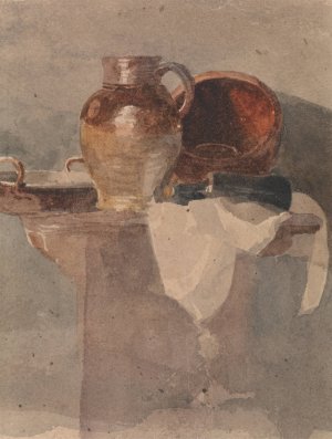 Still Life with a Jug and Copper Pan by Peter Dewint Oil Painting