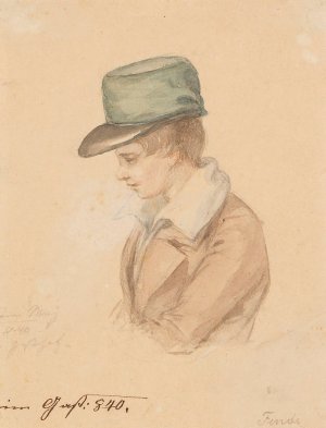Boy with Green Cap by Peter Fendi Oil Painting