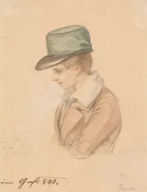 Boy with Green Cap by Peter Fendi Boy with Green Cap by Peter Fendi Oil Painting