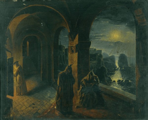 Main Product Photo of Cloister In The Moonlight Painting by Peter Fendi