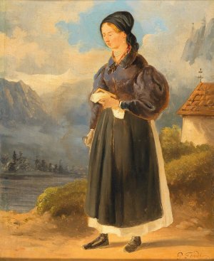Countrywoman from the Salzkammergut by Peter Fendi Oil Painting