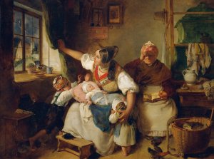 Das Gewitter by Peter Fendi Oil Painting