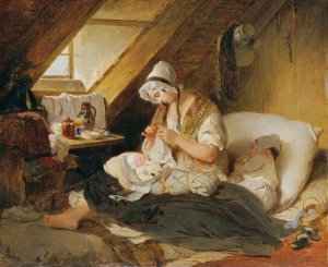 Die Arme Offizierswitwe by Peter Fendi Oil Painting