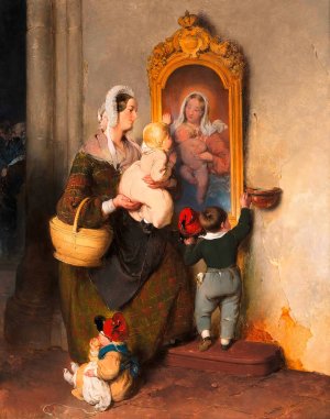 Kindliche Andacht by Peter Fendi Oil Painting