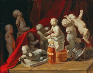 Still Life with Putti by Peter Fendi Oil Painting