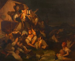 Szene aus der Donauuberschwemmung by Peter Fendi Oil Painting