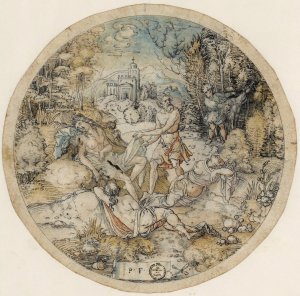 Priapus and Lotis by Peter Flotner Oil Painting
