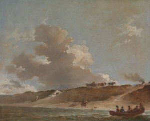 Coastal Landscape with a Ferry Boat by Peter Francis Bourgeois Oil Painting