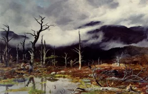 Forlorn Landscape In The Fog Oil painting by Peter Graham