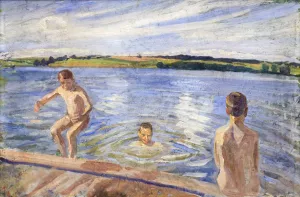 Boys Bathing by Peter Hansen Boys Bathing by Peter Hansen Oil Painting