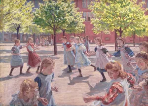 Playing Children, Enghave Square by Peter Hansen Playing Children, Enghave Square by Peter Hansen Oil Painting