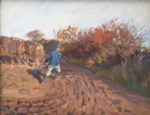 The Ploughman Turns Oil painting by Peter Hansen