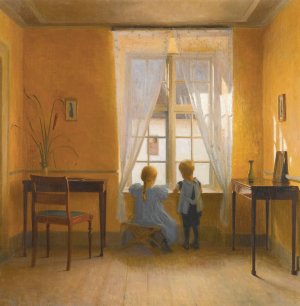 At The Window by Peter Ilsted Oil Painting