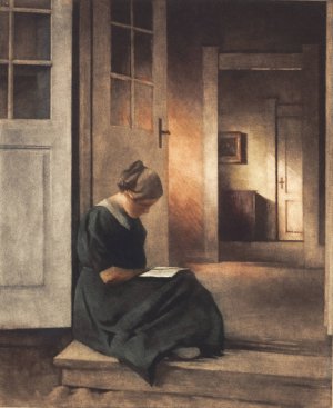 I havedoren by Peter Ilsted Oil Painting