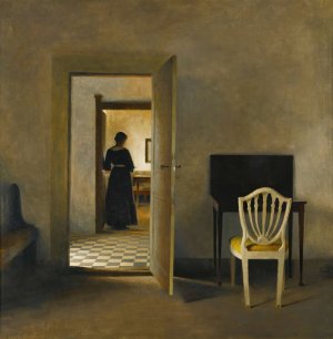 Interior With White Chair by Peter Ilsted Oil Painting