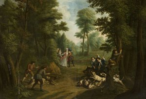 Hunting a wild boar by Peter Jacob Horemans Oil Painting