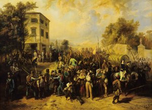 Der Auszug der ROmer aus Vicenza by Peter Johann Nepomuk Geiger Oil Painting