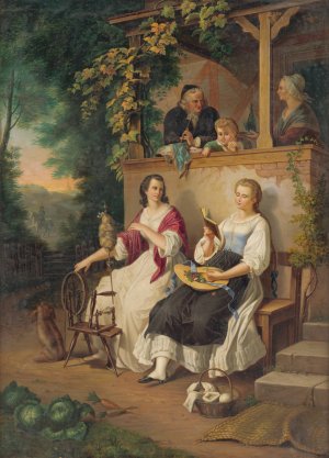 Family Idyll by Peter Michal Bohun Oil Painting