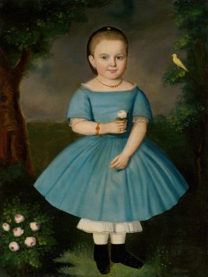 Little girl with a rose by Peter Michal Bohun Oil Painting