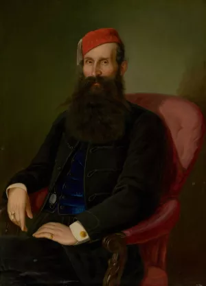 Portrait of a Man in a Fez by Peter Michal Bohun Oil Painting