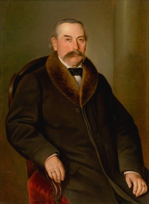 Portrait of a Man in Fur Coat by Peter Michal Bohun Oil Painting