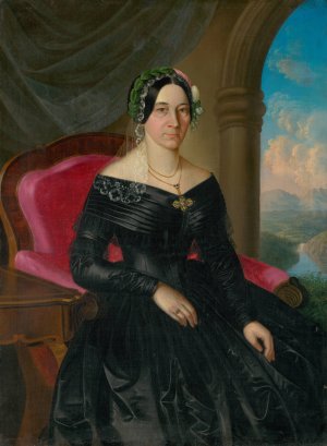 Portrait of a Seated Lady with a Landscape in the Background by Peter Michal Bohun Oil Painting