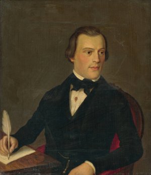 Portrait of a Writing Man by Peter Michal Bohun Oil Painting