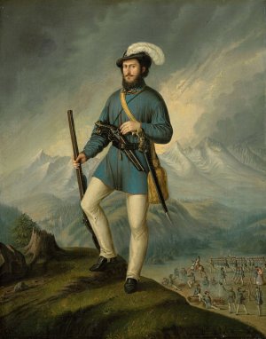 Portrait of Jan Francisci as Captain of the Slovak Volunteers by Peter Michal Bohun Oil Painting