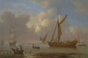 Royal Yacht Becalmed at Anchor by Peter Monamy Oil Painting