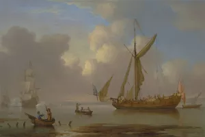 Royal Yacht Becalmed at Anchor by Peter Monamy Oil Painting