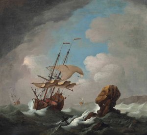 Running Through Perilous Waters by Peter Monamy Oil Painting