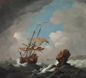 Running Through Perilous Waters by Peter Monamy Oil Painting