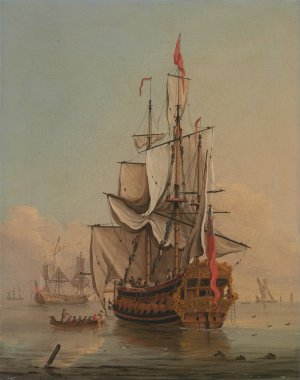 Shipping in a Calm by Peter Monamy Oil Painting