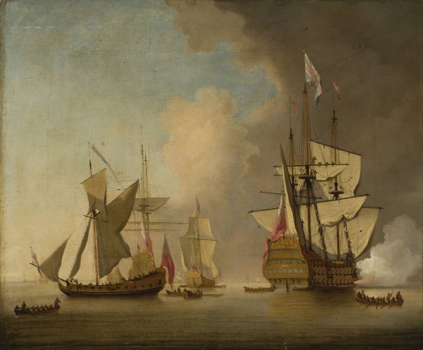 Main Product Photo of Ships on the sea Painting by Peter Monamy