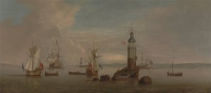The Opening of the First Eddystone Lighthouse in 1698 by Peter Monamy Oil Painting