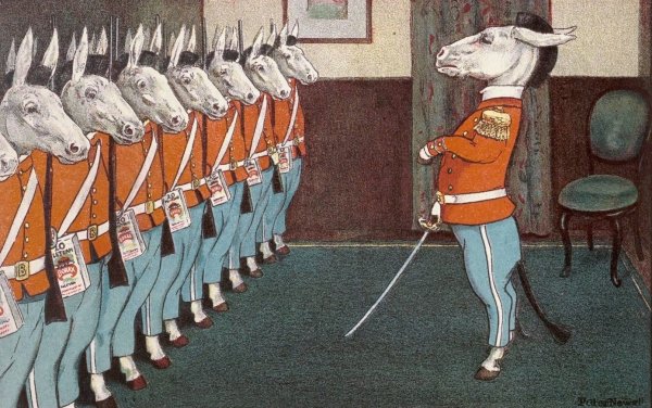 Each Warrior bears a trusty gun  by Peter Newell - Hand-Painted Oil Painting Reproduction
