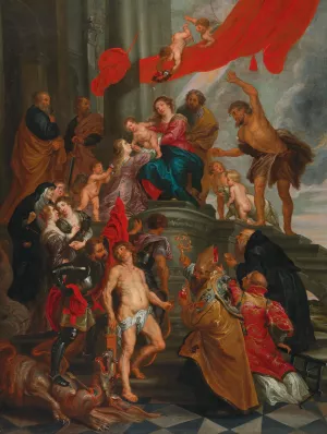 Madonna And Child With Saints by Peter Paul Rubens (Follower) Oil Painting