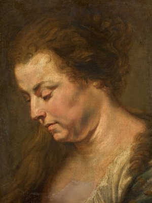 Study for a woman's head by Peter Paul Rubens (Follower) Oil Painting