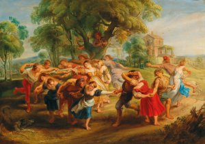 The Dancing Peasants by Peter Paul Rubens (Follower) Oil Painting