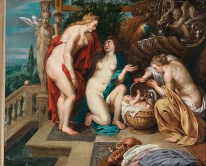The Daughters Of Cecrops Finding The Child Erichthonius by Peter Paul Rubens (Follower) Oil Painting