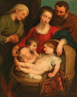 The Holy Family With Saint Elizabeth And The Infant Saint John by Peter Paul Rubens (Follower) Oil Painting
