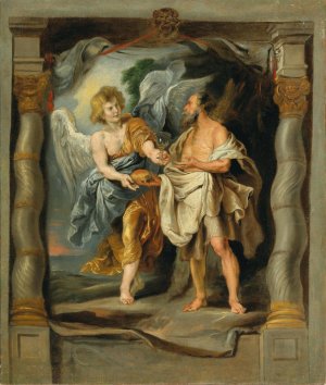 The Prophet Elijah Nourished By The Angel by Peter Paul Rubens (Follower) Oil Painting