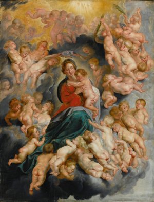 Virgin And Child With Putti by Peter Paul Rubens (Follower) Oil Painting