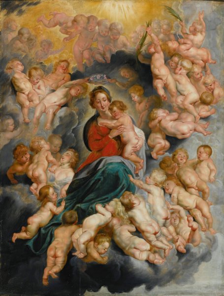 Virgin And Child With Putti by Peter Paul Rubens (Follower) - Hand-Painted Oil Painting Reproduction