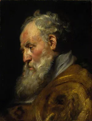 A Study of a Head Saint Ambrose by Peter Paul Rubens - Oil Painting Reproduction