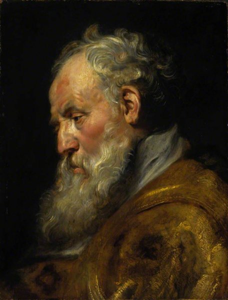 A Study of a Head Saint Ambrose by Peter Paul Rubens - Hand-Painted Oil Painting Reproduction