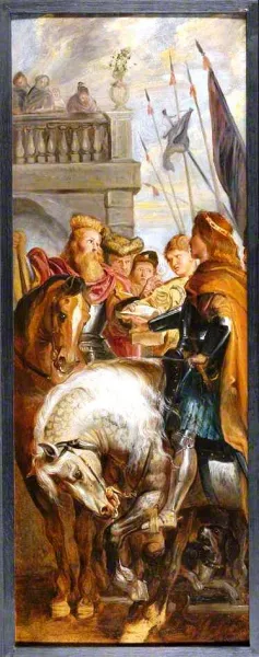 King Clothar and Dagobert Dispute with a Herald from the Emperor Mauritius painting by Peter Paul Rubens