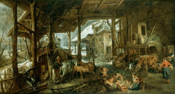 Main Product Photo of Winter - The Interior of a Barn Painting by Peter Paul Rubens